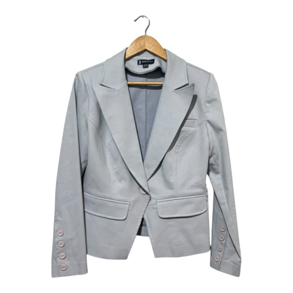 Barelli Blazer Size 10 Blue Single Breasted Soft Shell Stretch One Button Office